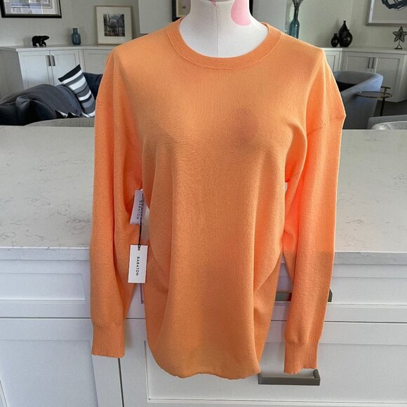 Aritzia Babaton Beck Linen Lg Sleeve Crew Neck Knit Sweater Apricot Ice Sz M NWT - Picture 1 of 11